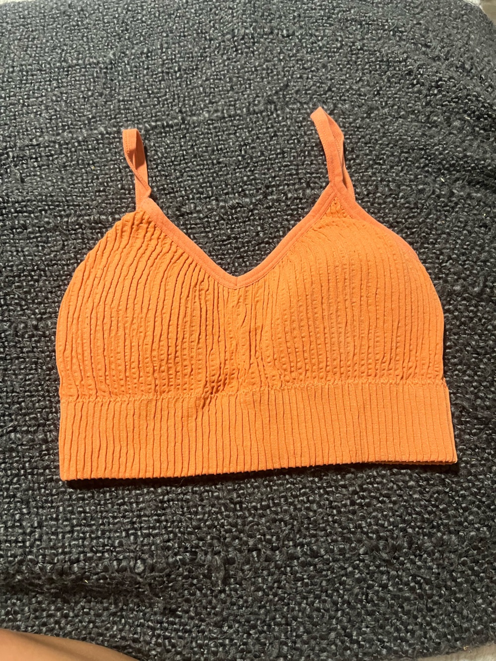 Mono B Orange Ribbed Bralette